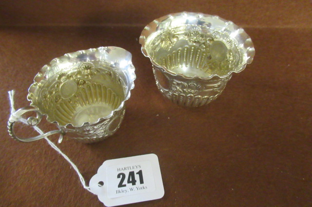 SILVER EMBOSSED SUGAR AND CREAM JUG Image