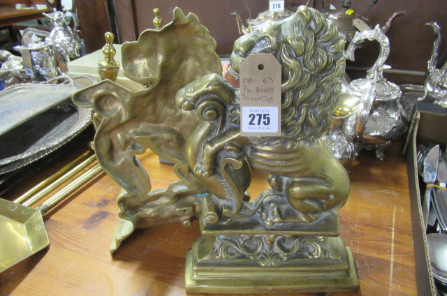 PAIR OF BRASS LION DOOR STOPS Image