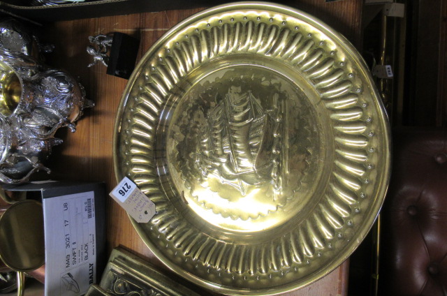 BRASS PLAQUE  METAL BASKET AND DON QUIXOTE FIGURE Image