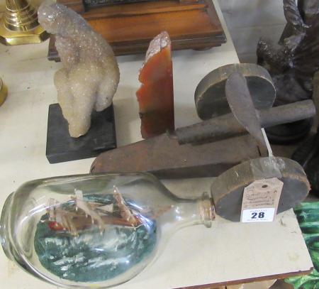 SHIP IN A BOTTLE    CANNON AND TWO GEODES Image