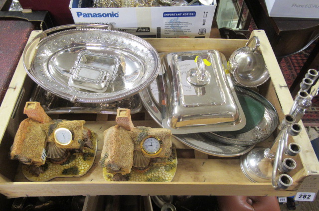 EPNS NINE BRANCH CANDELABRUM AND OTHER ITEMS Image