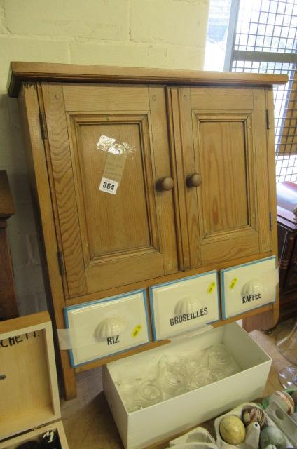 SMALL PINE WALL CUPBOARD WITH SPICE DRAWERS Image