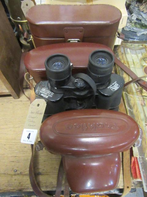 THREE PAIRS OF FIELD GLASSES AND A PRACTIKA CAMERA Image