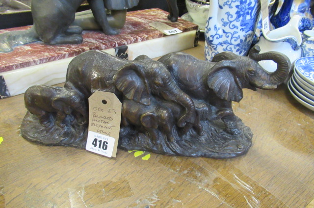 BRONZED METAL ELEPHANT GROUP Image