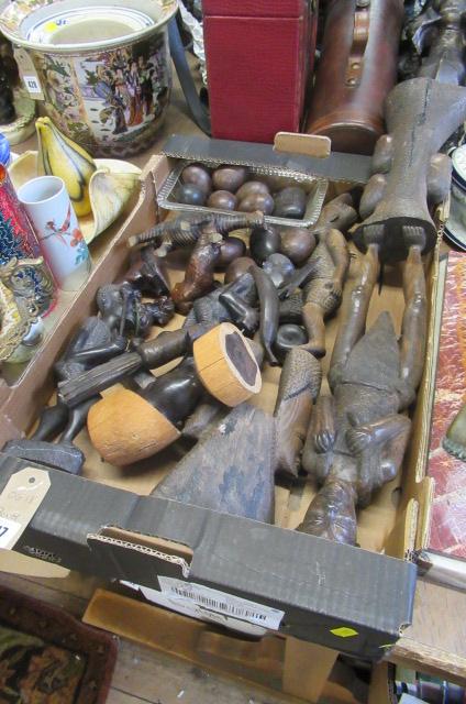 BOX OF AFRICAN CARVINGS ETC Image