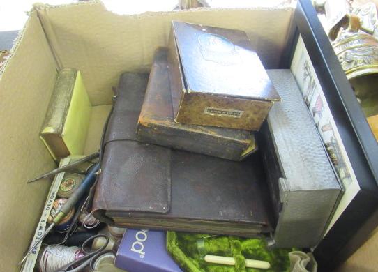 BOX OF SEWING RELATED AND OTHER COLLECTABLE ITEMS Image