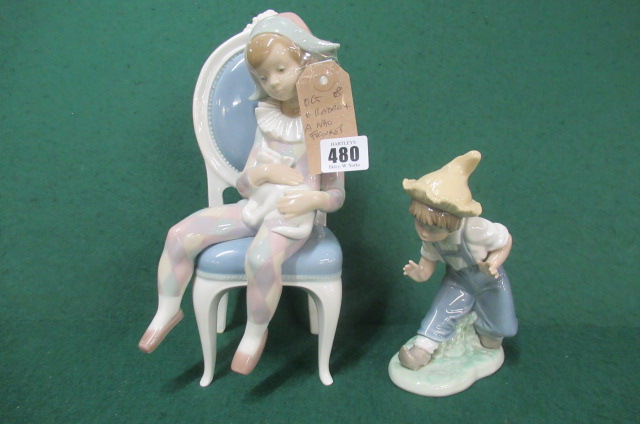 LLADRO PIERROT FIGURE AND A NAO FIGURE Image