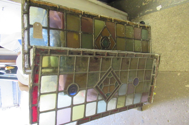 TWO STAINED GLASS PANELS Image