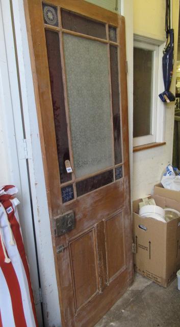 PAINTED PINE  AND STAINED GLASS DOOR Image