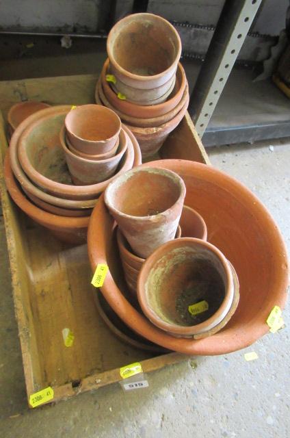 WOODEN CRATE OF TERRACOTTA PLANTERS Image