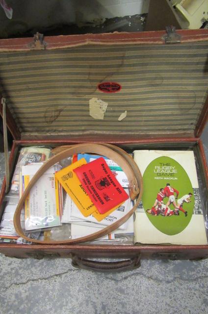 SUITCASE OF RUGBY LEAGUE MEMORABILIA INCLUDING SIGNED BOOK Image
