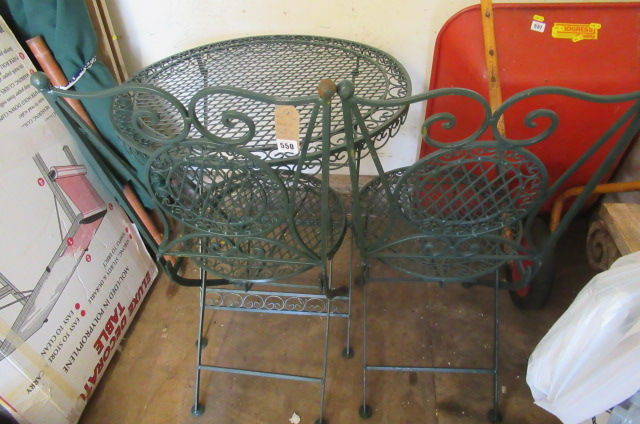 FOLDING GARDEN TABLE AND TWO CHAIRS Image
