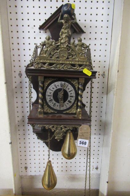 MAHOGANY AND BRASS WALL CLOCK Image