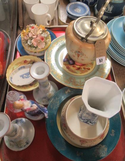 TRAY OF CROWN DEVON AND OTHER CHINA  Image