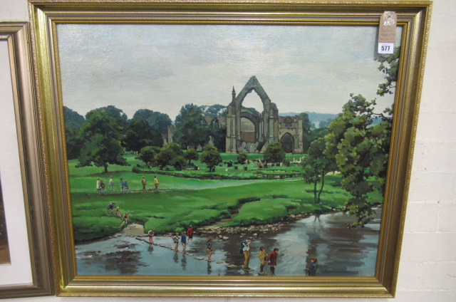 BOLTON ABBEY OIL ON CANVAS SIGNED A P WATERHOUSE Image
