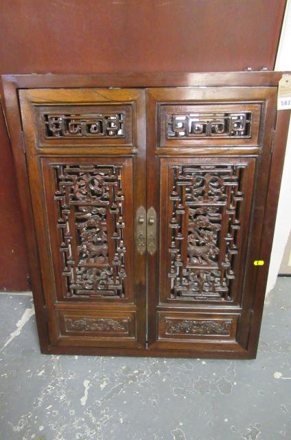ORIENTAL  MIRROR WITH FRETWORK DOORS Image