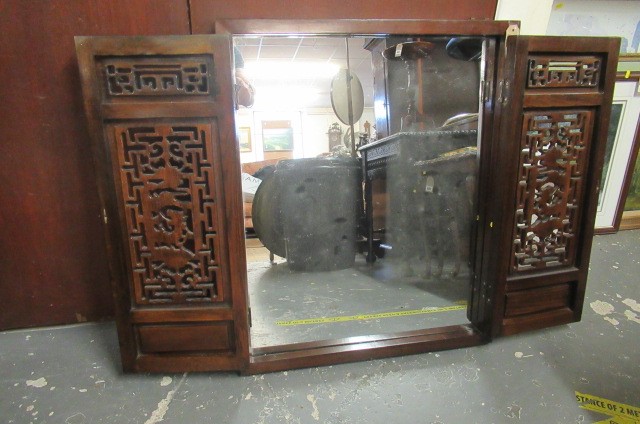 ORIENTAL  MIRROR WITH FRETWORK DOORS Image