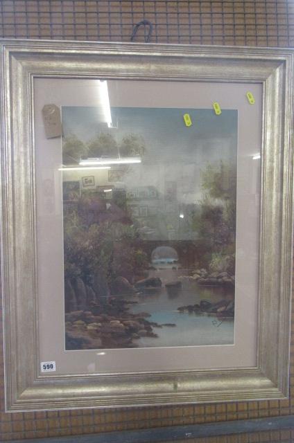 OIL ON CANVAS OF A  BRIDGE Image