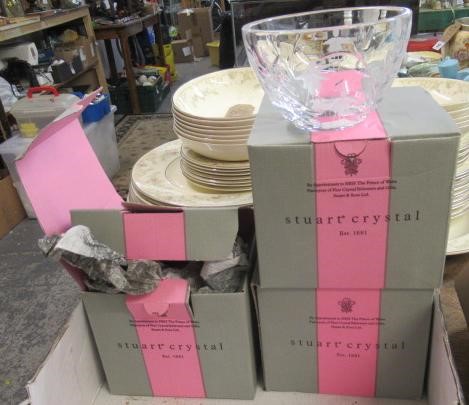 THREE BOXED STUART CRYSTAL VASES Image