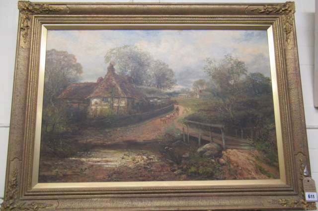 FARMING SCENE SIGNED OIL  Image