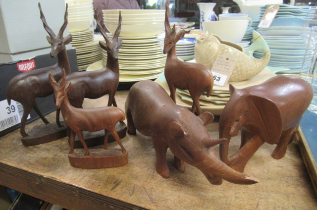 BOX OF WOOD ANIMALS AND ORNAMENTS Image