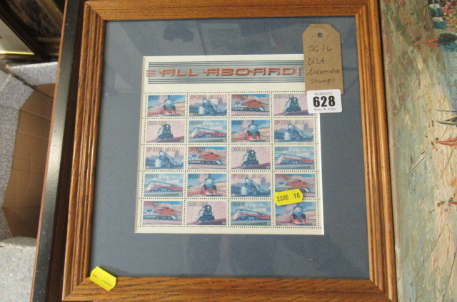 FRAMED USA LOCOMOTIVE STAMPS Image
