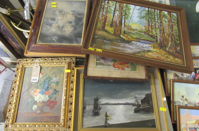 QUANTITY OF PICTURES INCLUDING OIL ON BOARD STILL LIFE Image