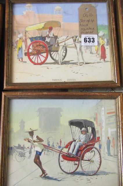 SET OF FOUR HAND PAINTED  PICTURES Image