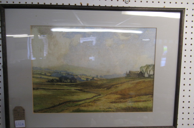 WHALEY WATERCOLOUR LANDSCAPE MOORLAND SCENE Image