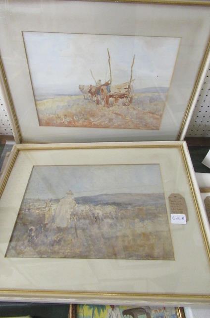 PAIR OF WATERCOLOURS  FARMING SCENES Image