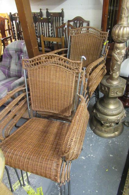 SET OF EIGHT METAL AND CANE CHAIRS Image
