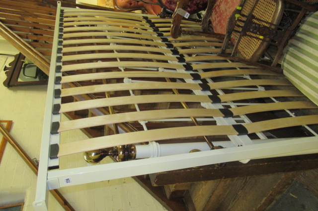 MODERN CREAM PAINTED AND BRASS EFFECT BEDSTEAD Image