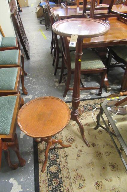 MAHOGANY TORCHERE AND A WINE TABLE Image