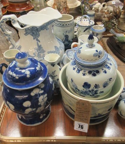 TRAY OF BLUE AND WHITE DELFT AND OTHER CERAMICS   Image