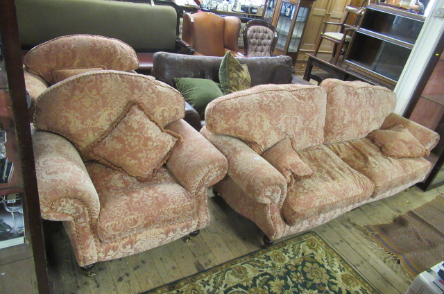 CORAL COLOURED THREE PIECE  SUITE Image