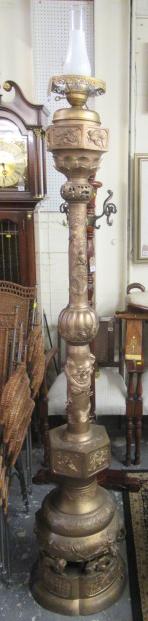 JAPANESE GILDED CAST METAL FLOOR LAMP Image