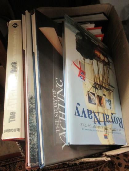 BOX OF MARINE AND AUTOMOTIVE HISTORY REFERENCE BOOKS Image