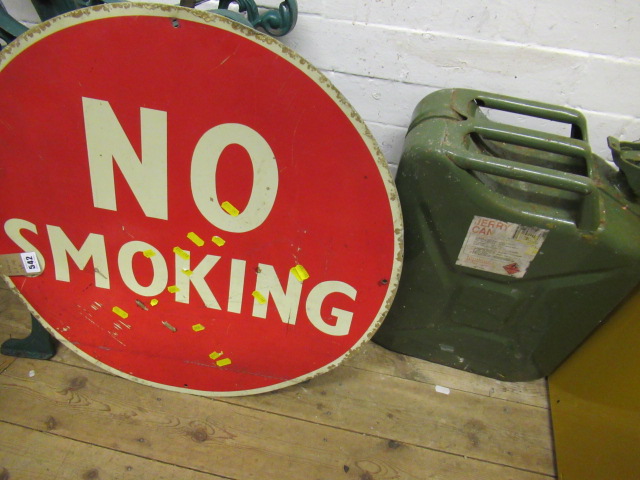 Jerry can and a no smoking sign | Hartleys Auctioneers & Valuers