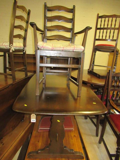 ERCOL TABLE AND SET OF SIX CHAIRS Image