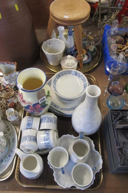 BRASS TRAY   STOOL   TRAY OF CERAMICS ETC Image