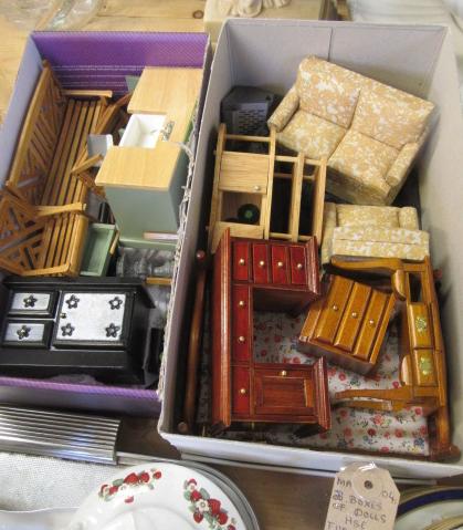 TWO BOXES OF DOLLS HOUSE FURNITURE Image