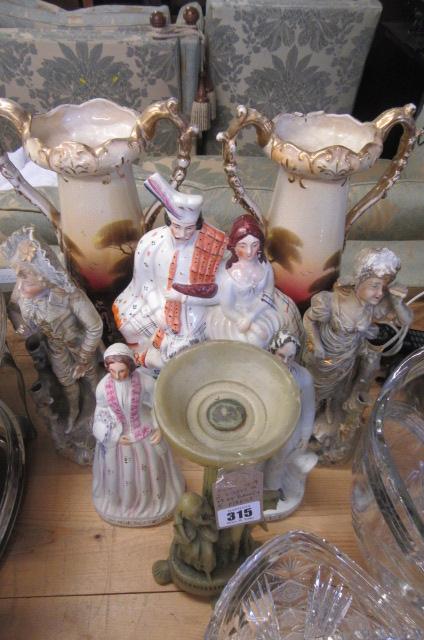 TWO VASES  FLATBACK  AND FIVE OTHER ITEMS Image