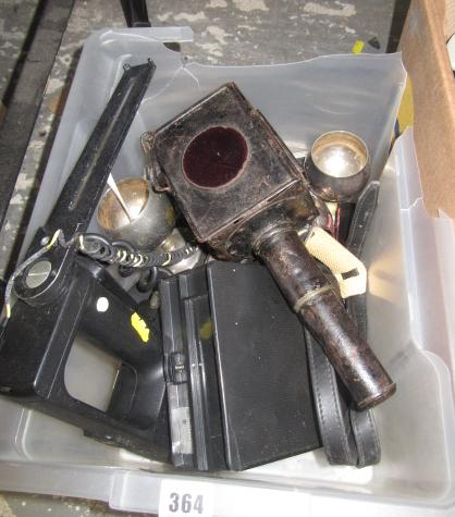 BOX OF CAMERA FLASH LIGHTS AND EPNS ETC Image