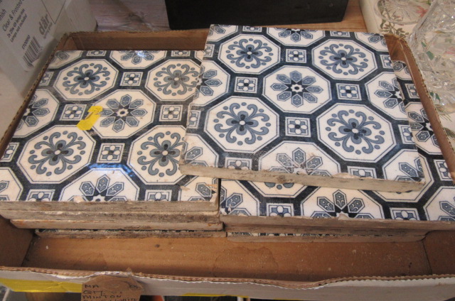 QUANTITY OF MINTON BLUE AND WHITE TILES Image