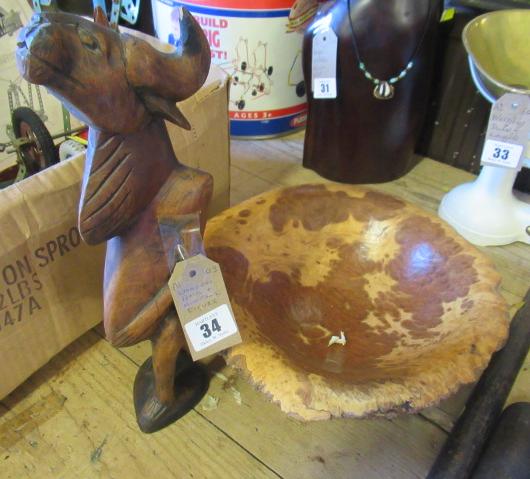 WOODEN BOWL MINOTAUR FIGURE Image