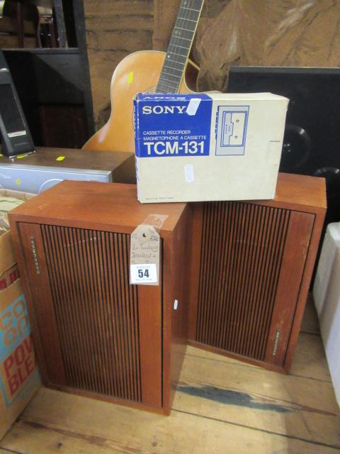 TWO TANDBERG SPEAKERS AND SONY TCM 131 CASSETTE RECORDER Image