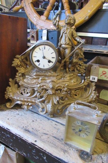 HUNTING SCENE MANTEL CLOCK AND CARRIAGE CLOCK Image