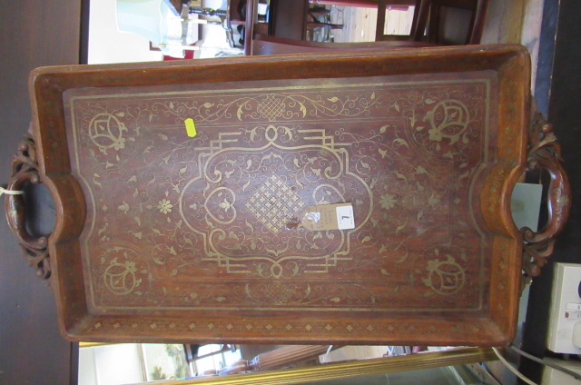 ORIENTAL BRASS INLAID TRAY Image