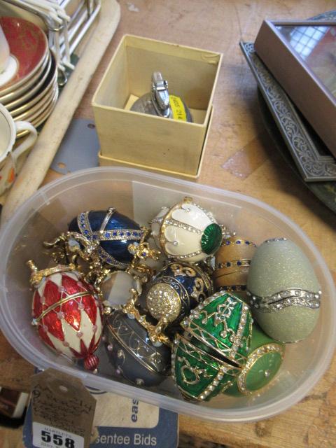 NINE REPLICA FABERGE EGGS AND A RONSON LIGHTER Image