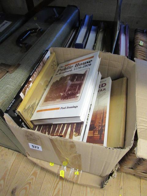 THREE BOXES OF BOOKS INCLUDING BRADFORD PUBLIC HOUSES 1770-1970 Image